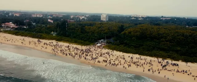 Aerial view of the crowd on NITK beach