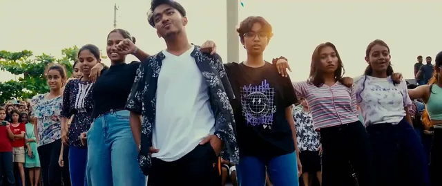 Students performing a flash mob