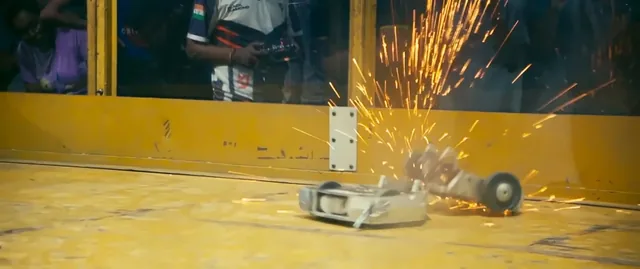 Sparks flying during a Robowars battle