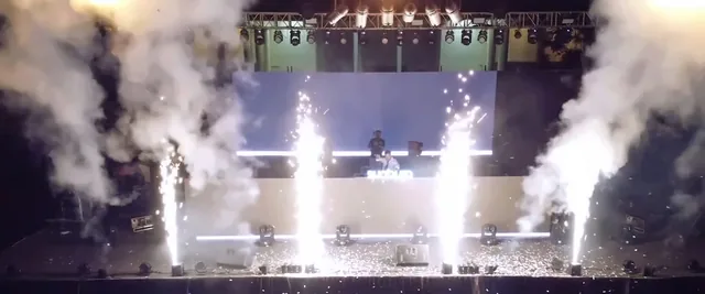 Cold pyro and CO2 jets firing on the main stage